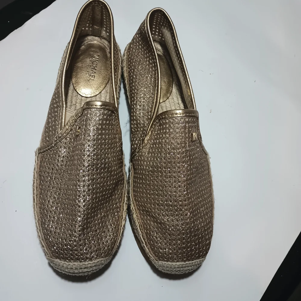 Michael Kors Metallic Gold Espadrille Slip-On Flats - Picture 3 of 9